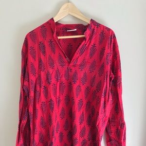 Cotton tunic with leaf print